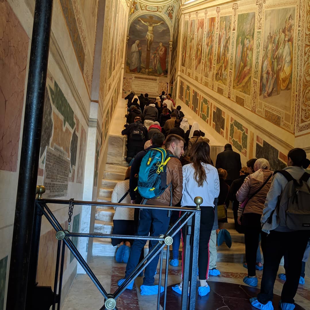 On this Good Friday, I remember last Friday when I visited the Scala Santa in Rome.
It is said in the 4th century, Emperor Constantine’s mom, Helena traveled to the Holy Land on a pilgrimage to the sites of Jesus’ life.
Being the emperor’s mom and an empress herself, gave her a ton of access. There she founded some major churches (like the Church of the Nativity in Bethlehem) and brought back a number of relics—including the stairs of the praetorium that Jesus climbed to be condemned by Pilate.
Placed in Rome as stairs to the Pope’s private chapel (because of course lol), they became a pilgrimage location where pilgrims would climb on the knees.
Hundreds of years ago, worried about wear, the original steps were covered in wood. Until now. The wood was removed for restoration work and they decided to leave it off and open them to the public until the end of the Easter season before adding the covering again.
By just pure luck, I was in Rome when they reopened it last Thursday and able to visit on Friday morning. It wasn’t really a moment to snap pictures on the phone, so I took a quick one as I walked in. There are others online if you want to see detail.
So, as we look to celebrate Good Friday today, my mind takes me to these stairs trying to imagine what Jesus must have been thinking climbing them, knowing that condemnation awaited him